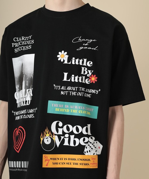 SlashDate(スラッシュデイト)の「オーバーサイズ デコレーション プリント Tシャツ(Tシャツ/カットソー・メンズ・ホワイト/ブラック/ライトグリーン・M/L)」の16枚目の写真