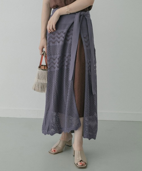 KBF+（ケービーエフプラス）の「KBF+　クロシェラップスカート∴（スカート・レディース・アイボリー/ブルー系その他・ONE）」の2枚目の写真