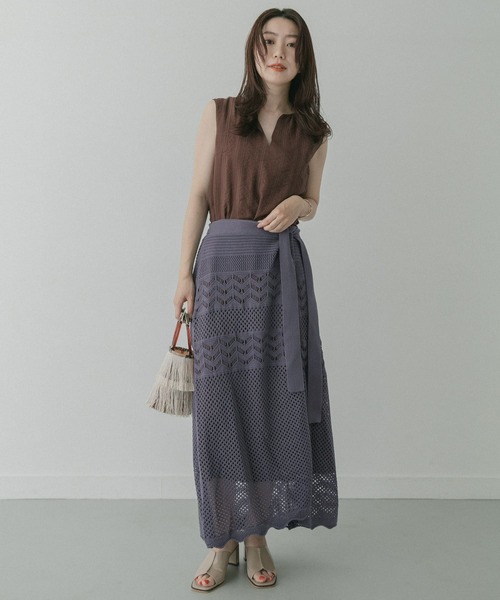 KBF+（ケービーエフプラス）の「KBF+　クロシェラップスカート∴（スカート・レディース・アイボリー/ブルー系その他・ONE）」の13枚目の写真