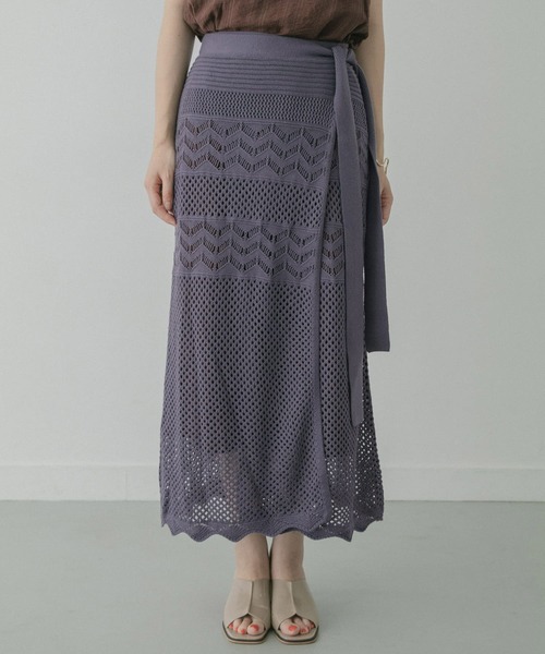 KBF+（ケービーエフプラス）の「KBF+　クロシェラップスカート∴（スカート・レディース・アイボリー/ブルー系その他・ONE）」の7枚目の写真