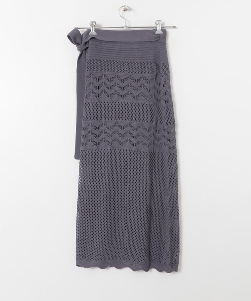 KBF+（ケービーエフプラス）の「KBF+　クロシェラップスカート∴（スカート・レディース・アイボリー/ブルー系その他・ONE）」の4枚目の写真