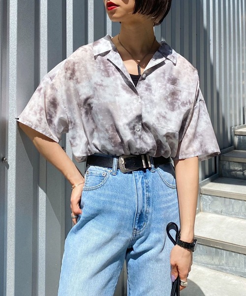 PAGEBOY（ページボーイ）の「シアーグラスプリントシャツ(半袖)（シャツ/ブラウス・レディース・ブラック系その他/グレー系その他/パープル系その他・FREE）」の13枚目の写真