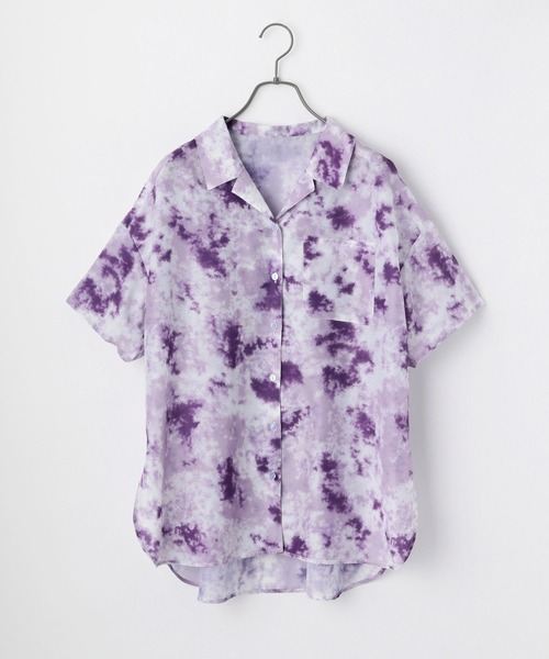 PAGEBOY（ページボーイ）の「シアーグラスプリントシャツ(半袖)（シャツ/ブラウス・レディース・ブラック系その他/グレー系その他/パープル系その他・FREE）」の5枚目の写真