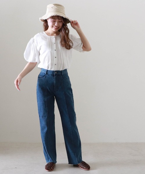 Cheek（チーク）の「袖バルーンピンタックブラウス（シャツ/ブラウス・レディース・クリーム/ブラック/オフホワイト・MEDIUM）」の9枚目の写真