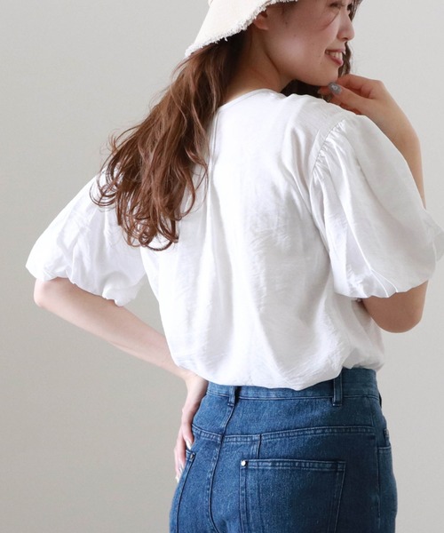 Cheek（チーク）の「袖バルーンピンタックブラウス（シャツ/ブラウス・レディース・クリーム/ブラック/オフホワイト・MEDIUM）」の12枚目の写真