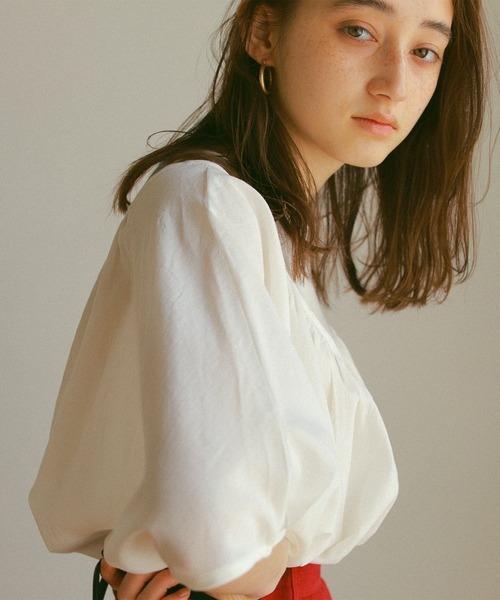 ReNorm（リノーム）の「ギャザードルマンブラウス（シャツ/ブラウス・レディース・ブラック/オフホワイト/ピンク・フリー）」の6枚目の写真