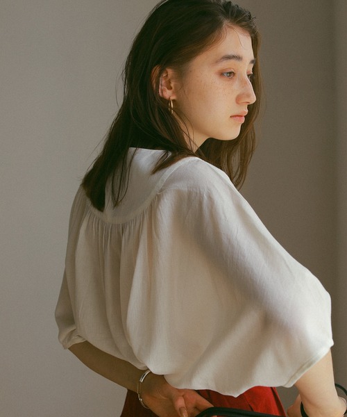 ReNorm（リノーム）の「ギャザードルマンブラウス（シャツ/ブラウス・レディース・ブラック/オフホワイト/ピンク・フリー）」の7枚目の写真