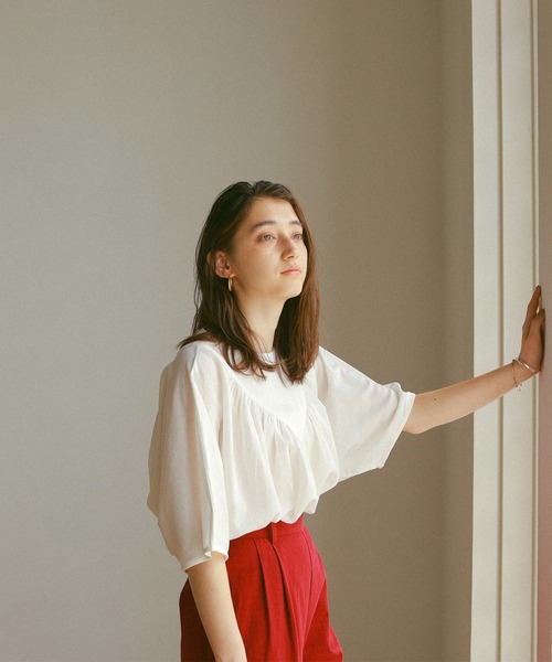 ReNorm（リノーム）の「ギャザードルマンブラウス（シャツ/ブラウス・レディース・ブラック/オフホワイト/ピンク・フリー）」の11枚目の写真