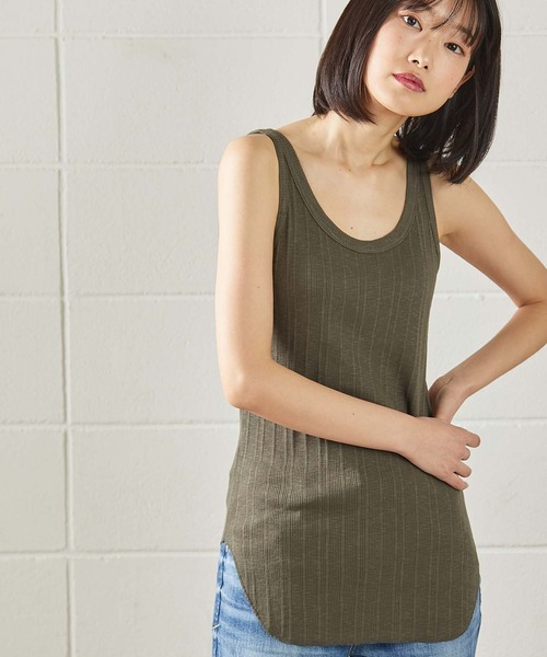 OUVRAGE CLASSE（ウヴラージュクラス）の「ランダムテレコタンクトップ（キャミソール・レディース・ブラック/オフホワイト/カーキ/ブラウン/チャコールグレー・FREE）」の5枚目の写真
