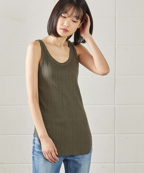 OUVRAGE CLASSE（ウヴラージュクラス）の「ランダムテレコタンクトップ（キャミソール・レディース・ブラック/オフホワイト/カーキ/ブラウン/チャコールグレー・FREE）」の13枚目の写真