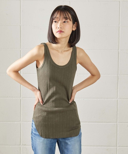 OUVRAGE CLASSE（ウヴラージュクラス）の「ランダムテレコタンクトップ（キャミソール・レディース・ブラック/オフホワイト/カーキ/ブラウン/チャコールグレー・FREE）」の14枚目の写真