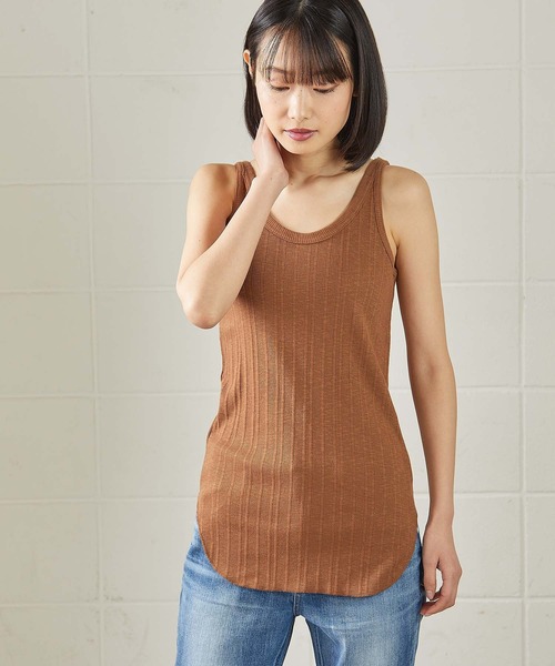 OUVRAGE CLASSE（ウヴラージュクラス）の「ランダムテレコタンクトップ（キャミソール・レディース・ブラック/オフホワイト/カーキ/ブラウン/チャコールグレー・FREE）」の17枚目の写真