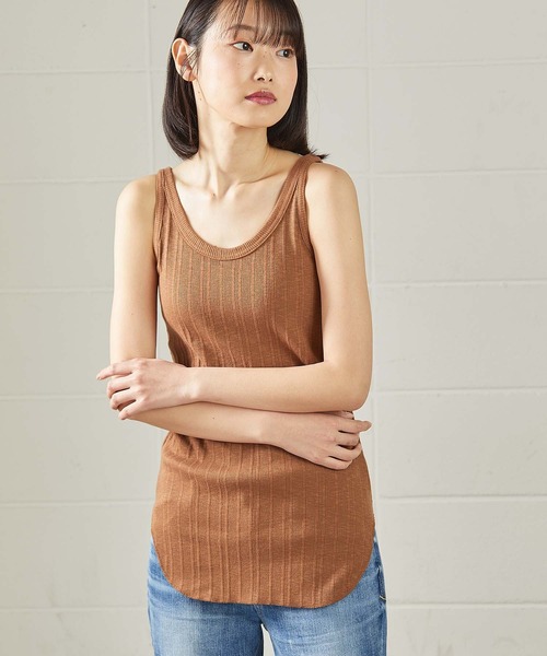 OUVRAGE CLASSE（ウヴラージュクラス）の「ランダムテレコタンクトップ（キャミソール・レディース・ブラック/オフホワイト/カーキ/ブラウン/チャコールグレー・FREE）」の18枚目の写真