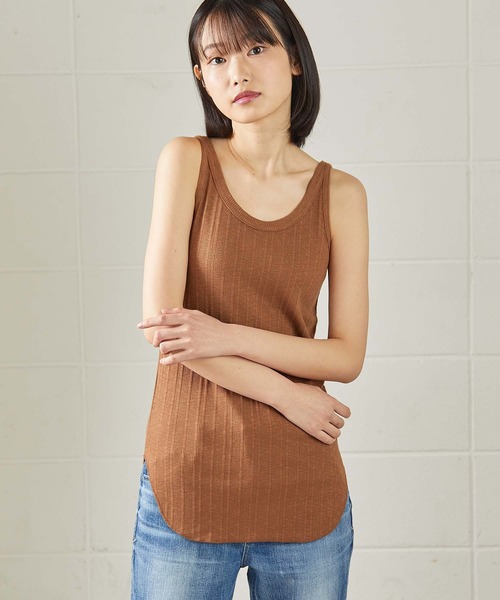 OUVRAGE CLASSE（ウヴラージュクラス）の「ランダムテレコタンクトップ（キャミソール・レディース・ブラック/オフホワイト/カーキ/ブラウン/チャコールグレー・FREE）」の19枚目の写真