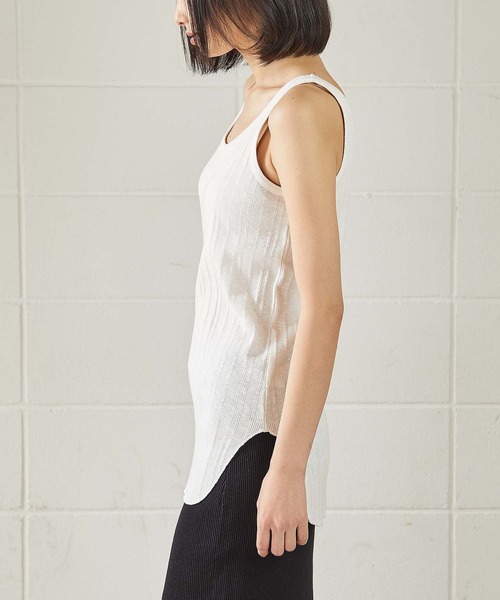 OUVRAGE CLASSE（ウヴラージュクラス）の「ランダムテレコタンクトップ（キャミソール・レディース・ブラック/オフホワイト/カーキ/ブラウン/チャコールグレー・FREE）」の22枚目の写真