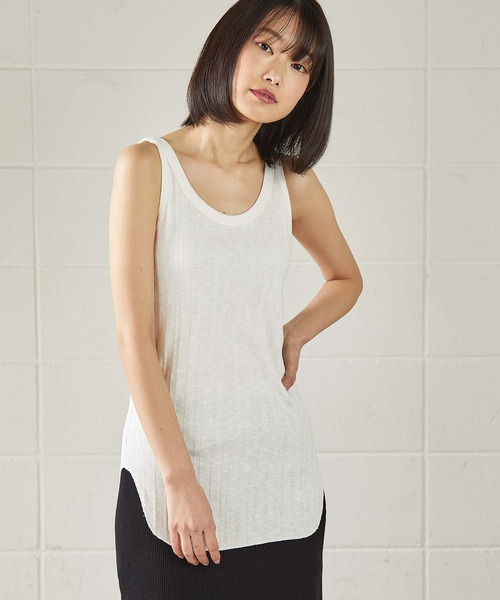 OUVRAGE CLASSE（ウヴラージュクラス）の「ランダムテレコタンクトップ（キャミソール・レディース・ブラック/オフホワイト/カーキ/ブラウン/チャコールグレー・FREE）」の20枚目の写真