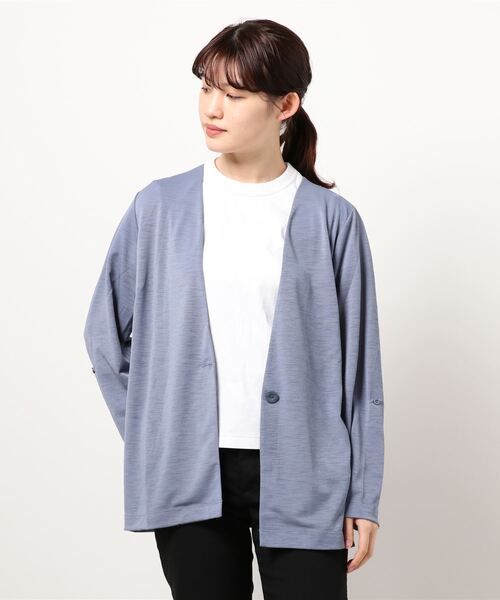 BELLUNA（ベルーナ）の「洗える涼感素材ノーカラージャケット（ノーカラージャケット・レディース・ライトグレー/ネイビー/オリーブ/ブルー・MEDIUM/LARGE/X-LARGE）」の17枚目の写真