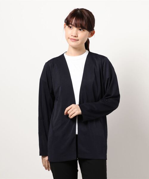 BELLUNA（ベルーナ）の「洗える涼感素材ノーカラージャケット（ノーカラージャケット・レディース・ライトグレー/ネイビー/オリーブ/ブルー・MEDIUM/LARGE/X-LARGE）」の8枚目の写真