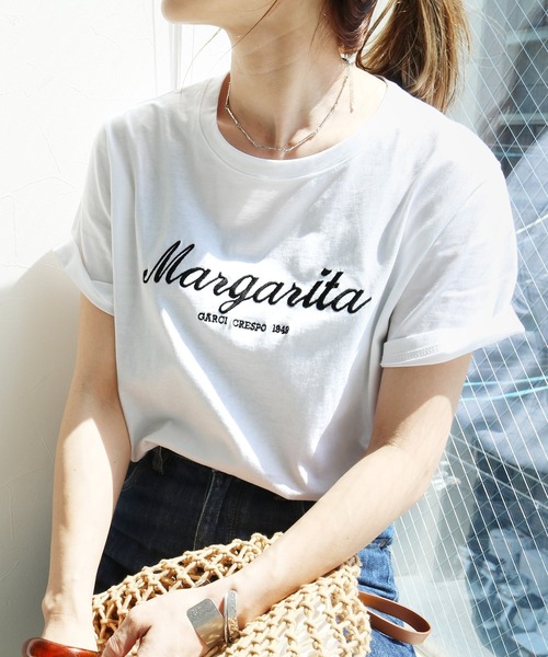 reca(レカ)の「ロゴ刺繍Tシャツ(Tシャツ/カットソー)」|オフホワイト