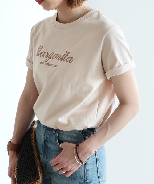 reca（レカ）の「ロゴ刺繍Tシャツ（Tシャツ/カットソー・レディース・ベージュ/オフホワイト/チャコール/モカ・FREE）」の5枚目の写真