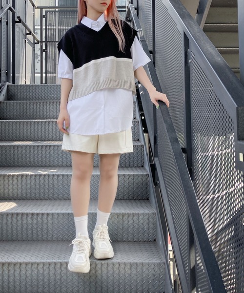 Figments（フィグメンツ）の「半袖シャツ（シャツ/ブラウス・レディース・ホワイト/ブラック・FREE）」の9枚目の写真