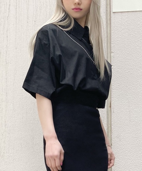 Figments（フィグメンツ）の「半袖シャツ（シャツ/ブラウス・レディース・ホワイト/ブラック・FREE）」の6枚目の写真