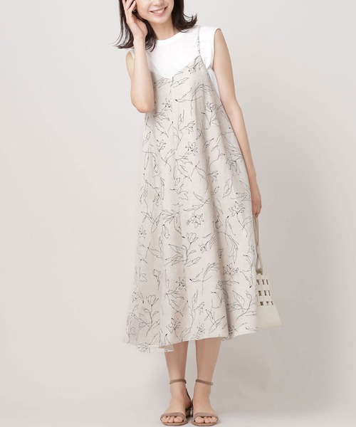 線画フラワーキャミワンピース ワンピース Nano Universe ナノユニバース のファッション