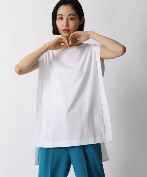 LOWRYS FARM（ローリーズファーム）の「タックキリカエノースリーブ　948773（Tシャツ/カットソー・レディース・オフホワイト/ブラック/ブルー・FREE）」の6枚目の写真