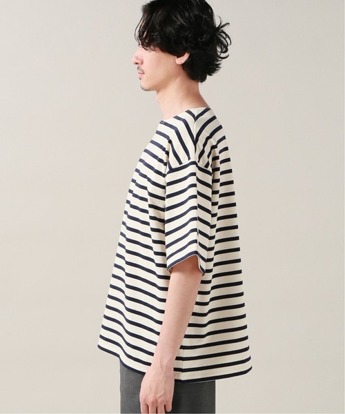 JOURNAL STANDARD（ジャーナルスタンダード）の「フレンチボーダー ボートネック ショートスリーブTシャツ（Tシャツ/カットソー・メンズ・ブラック系その他/アイボリー・MEDIUM/LARGE）」の5枚目の写真