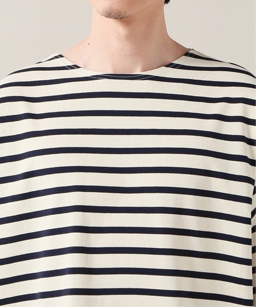 JOURNAL STANDARD（ジャーナルスタンダード）の「フレンチボーダー ボートネック ショートスリーブTシャツ（Tシャツ/カットソー・メンズ・ブラック系その他/アイボリー・MEDIUM/LARGE）」の7枚目の写真