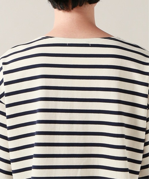 JOURNAL STANDARD（ジャーナルスタンダード）の「フレンチボーダー ボートネック ショートスリーブTシャツ（Tシャツ/カットソー・メンズ・ブラック系その他/アイボリー・MEDIUM/LARGE）」の8枚目の写真