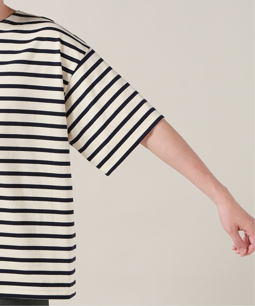 JOURNAL STANDARD（ジャーナルスタンダード）の「フレンチボーダー ボートネック ショートスリーブTシャツ（Tシャツ/カットソー・メンズ・ブラック系その他/アイボリー・MEDIUM/LARGE）」の9枚目の写真