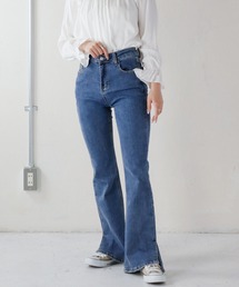 Monocoro toppi | スリット入り ストレッチ フレアデニムパンツ(デニムパンツ)