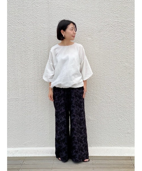 BEARDSLEY（ビアズリー）の「リネンバルーンブラウス（シャツ/ブラウス・レディース・ホワイト/グリーン・FREE）」の13枚目の写真