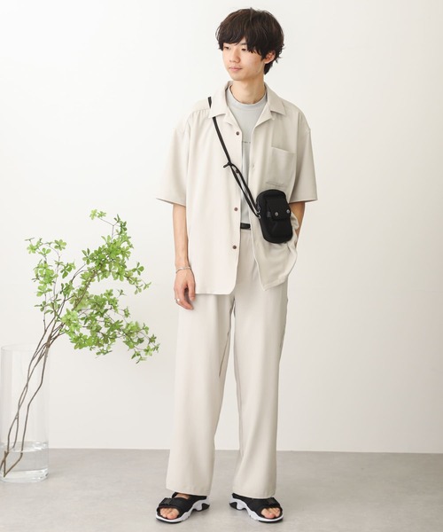 SENSE OF PLACE by URBAN RESEARCH（センスオブプレイスバイアーバンリサーチ）の「オープンカラールーズシャツ(5分袖)（シャツ/ブラウス・メンズ・チャコールグレー/ライトブルー/ブルー系その他/ライトベージュ・MEDIUM/LARGE）」の8枚目の写真