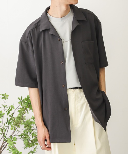 SENSE OF PLACE by URBAN RESEARCH（センスオブプレイスバイアーバンリサーチ）の「オープンカラールーズシャツ(5分袖)（シャツ/ブラウス・メンズ・チャコールグレー/ライトブルー/ブルー系その他/ライトベージュ・MEDIUM/LARGE）」の13枚目の写真