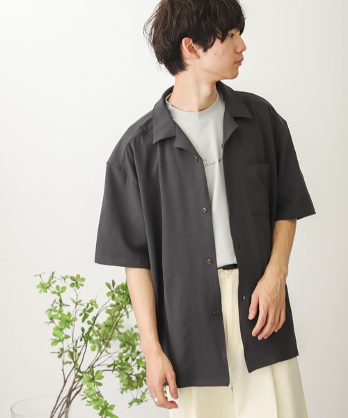 SENSE OF PLACE by URBAN RESEARCH（センスオブプレイスバイアーバンリサーチ）の「オープンカラールーズシャツ(5分袖)（シャツ/ブラウス・メンズ・チャコールグレー/ライトブルー/ブルー系その他/ライトベージュ・MEDIUM/LARGE）」の15枚目の写真