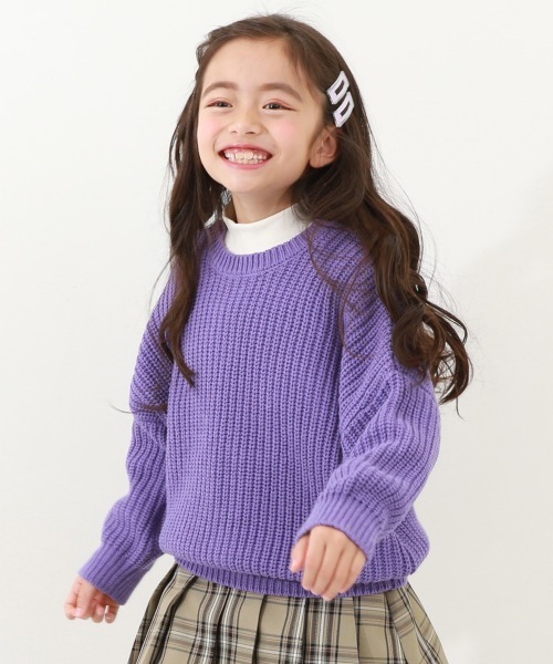 devirock(デビロック)の「洗える ビッグシルエット ローゲージニット(ニット/セーター・キッズ・アイボリー/ブルー/ブラウン系その他/グレイッシュブルー/グレー系その他/パープル系その他/ダークブラウン/バイオレット/グリーン・150cm/120cm/110cm/130cm/100cm/140cm/160cm)」の8枚目の写真