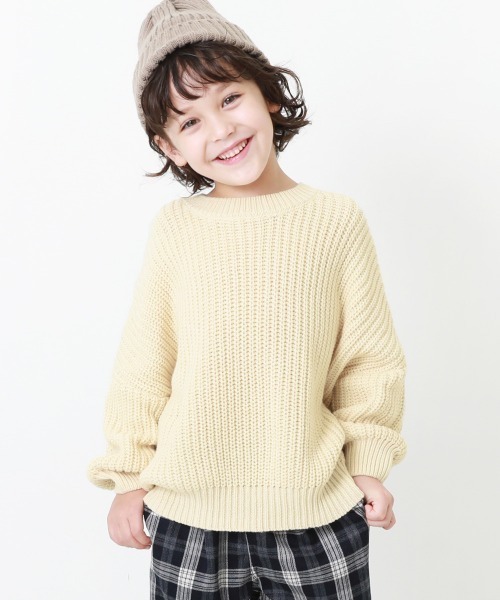 devirock(デビロック)の「洗える ビッグシルエット ローゲージニット(ニット/セーター・キッズ・アイボリー/ブルー/ブラウン系その他/グレイッシュブルー/グレー系その他/パープル系その他/ダークブラウン/バイオレット/グリーン・150cm/120cm/110cm/130cm/100cm/140cm/160cm)」の2枚目の写真