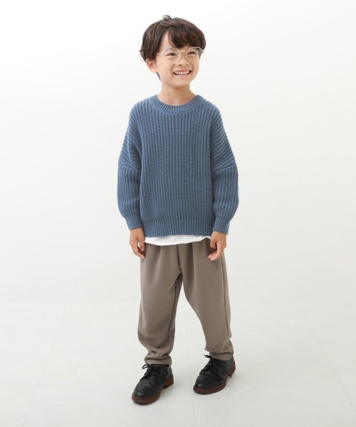 devirock(デビロック)の「洗える ビッグシルエット ローゲージニット(ニット/セーター・キッズ・アイボリー/ブルー/ブラウン系その他/グレイッシュブルー/グレー系その他/パープル系その他/ダークブラウン/バイオレット/グリーン・150cm/120cm/110cm/130cm/100cm/140cm/160cm)」の12枚目の写真