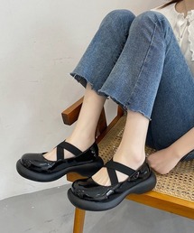 SVEC | 厚底  スクエアトゥ クロス ストラップ メリージェーン スニーカー(スニーカー)