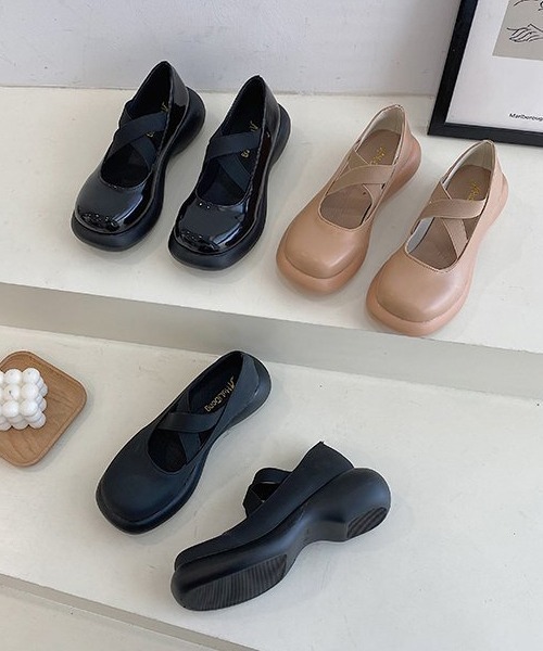 SVEC(シュベック)の「厚底 スクエアトゥ クロス ストラップ メリージェーン スニーカー(スニーカー・レディース・ブラック系その他/ベージュ/ブラック・36/38/37/39/35)」の11枚目の写真