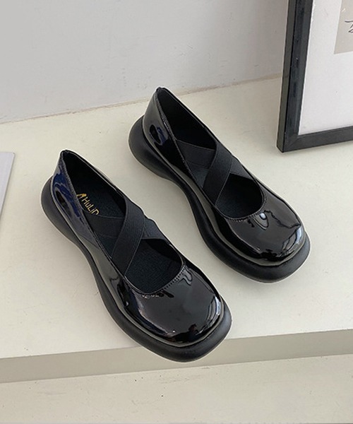 SVEC(シュベック)の「厚底 スクエアトゥ クロス ストラップ メリージェーン スニーカー(スニーカー・レディース・ブラック系その他/ベージュ/ブラック・36/38/37/39/35)」の6枚目の写真