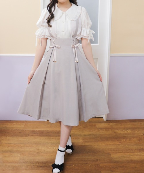 Secret Honey（シークレットハニー）の「ミディ丈マチ付スカート（スカート・レディース・ブラック/ブラック系その他/ネイビー/グレー/グレー系その他2・MEDIUM）」の4枚目の写真