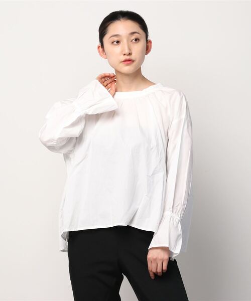 URVIN（アービン）の「チャーチスモックシャツ（シャツ/ブラウス・レディース・ホワイト/ブルー・FREE）」の2枚目の写真