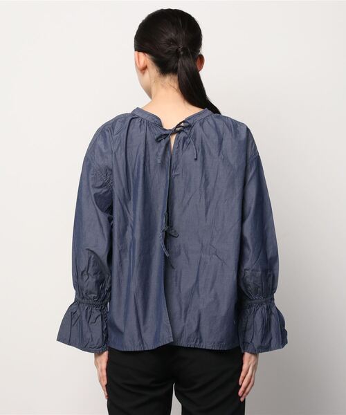 URVIN（アービン）の「チャーチスモックシャツ（シャツ/ブラウス・レディース・ホワイト/ブルー・FREE）」の4枚目の写真