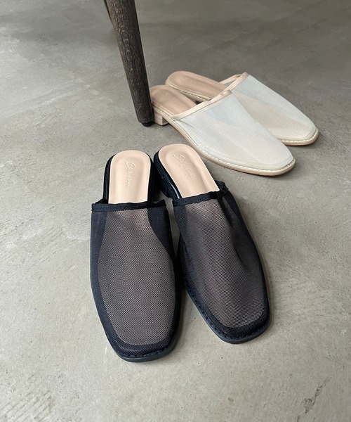 Shelly island(シェリーアイランド)の「メッシュミュール(サンダル・レディース・ブラック/ベージュ・M/L)」の21枚目の写真