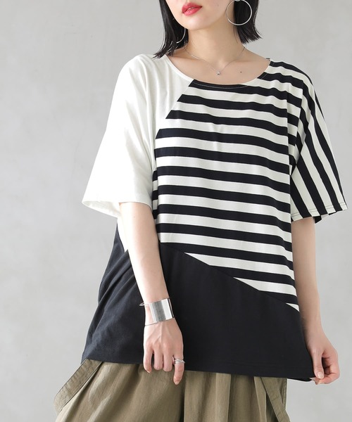 osharewalker（オシャレウォーカー）の「【廃盤】『ゆるっと配色ボーダーカットソー』（Tシャツ/カットソー・レディース・ブラック/ネイビー・FREE）」の13枚目の写真