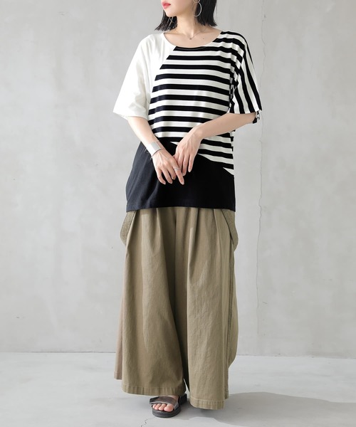 osharewalker（オシャレウォーカー）の「【廃盤】『ゆるっと配色ボーダーカットソー』（Tシャツ/カットソー・レディース・ブラック/ネイビー・FREE）」の9枚目の写真