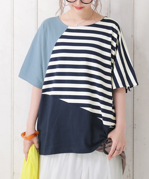 osharewalker（オシャレウォーカー）の「【廃盤】『ゆるっと配色ボーダーカットソー』（Tシャツ/カットソー・レディース・ブラック/ネイビー・FREE）」の8枚目の写真